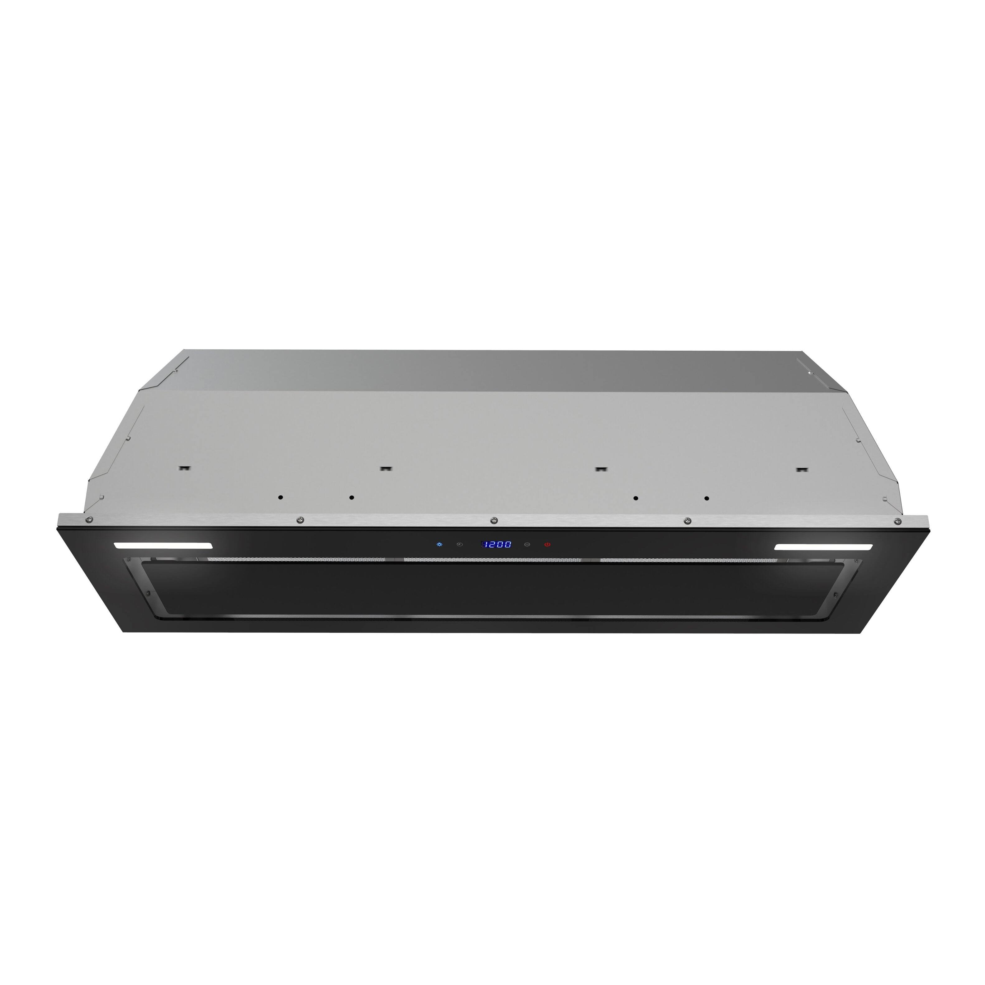 Front. Streamline - 36 in. Gorizia Ducted Insert 350 CFM Range Hood, Mesh Filters, Touchpad Control, LED Lights - Glossy Black.