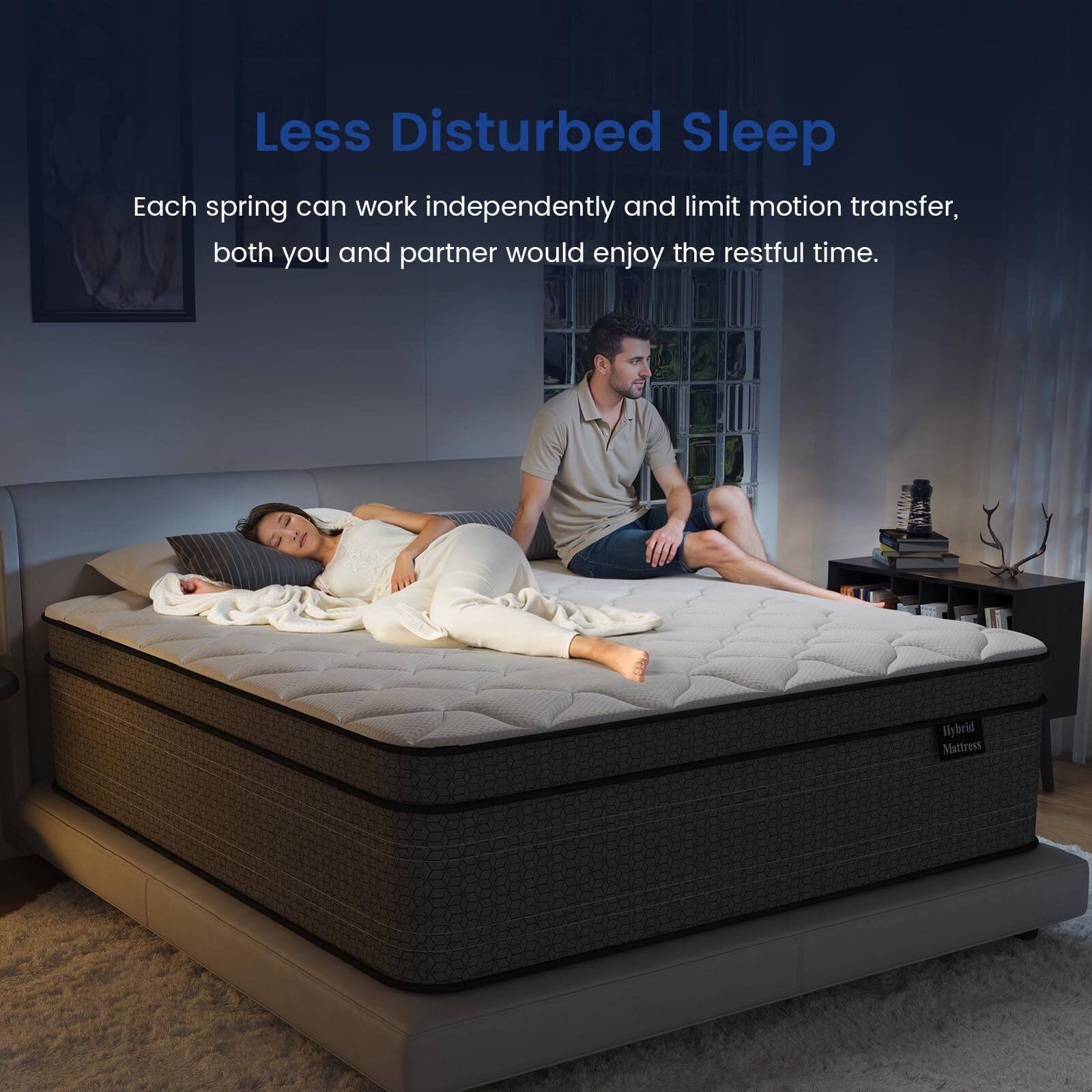 Less Disturbed Sleep

Each spring can work independently and limit motion transfer, both you and partner would enjoy the restful time.