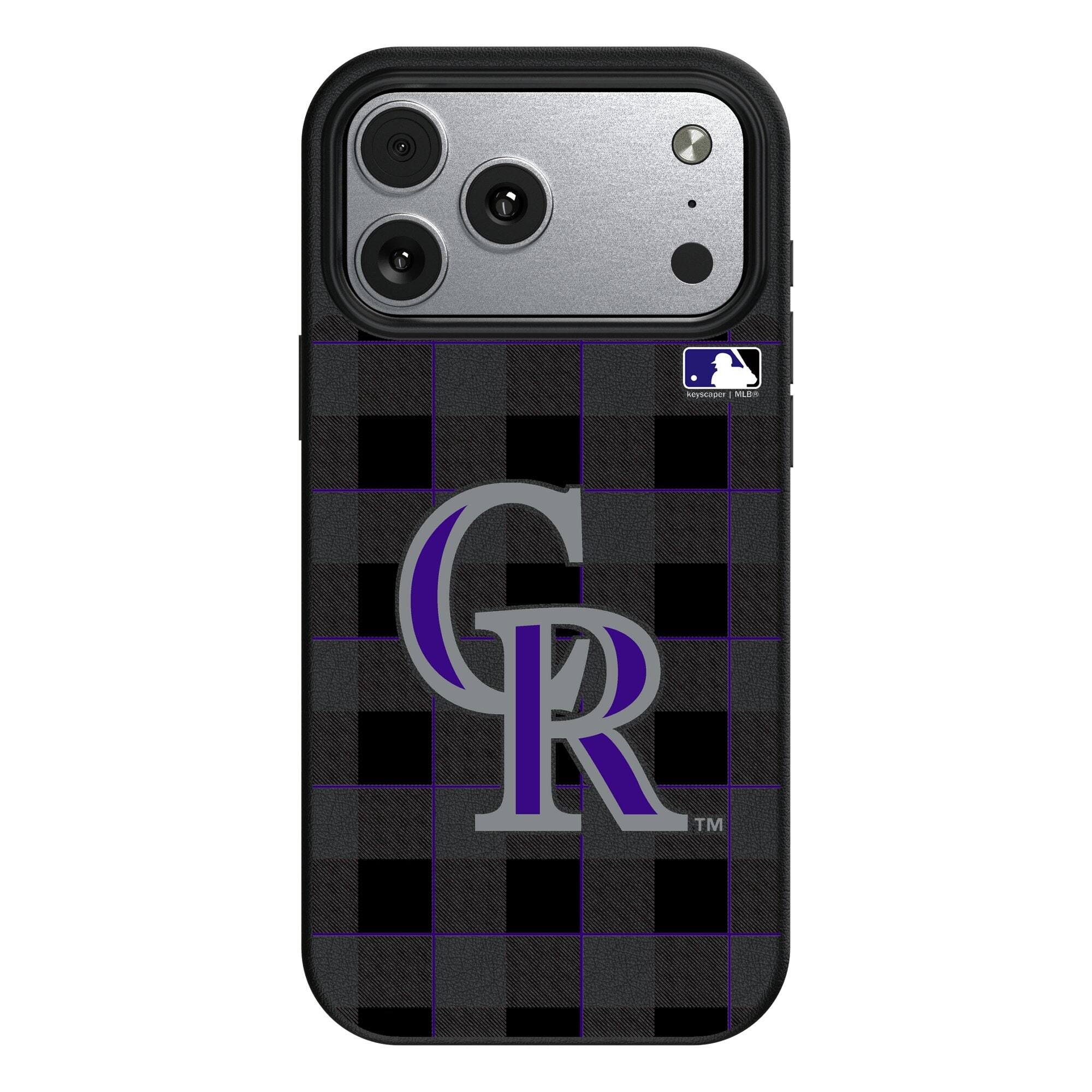 Front. Keyscaper - Colorado Rockies Plaid Magnetic Bump iPhone Case - 16 Plus - Black.