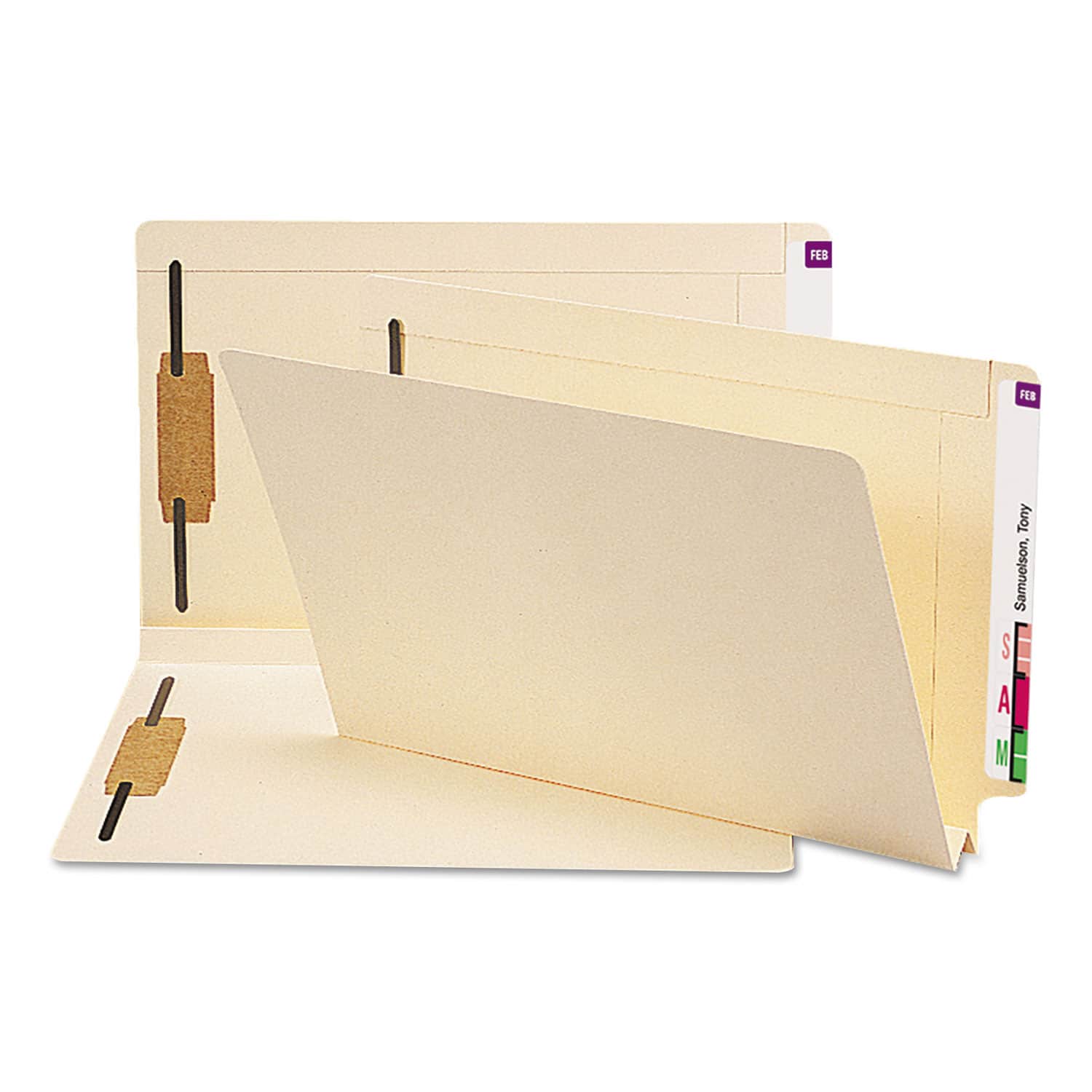 Smead Manufacturing - Smead End Tab W Fold Fastener Folders with Reinforced Tabs  1.5 Expansion  2 Fasteners  Legal Size  Manila  50 per Box