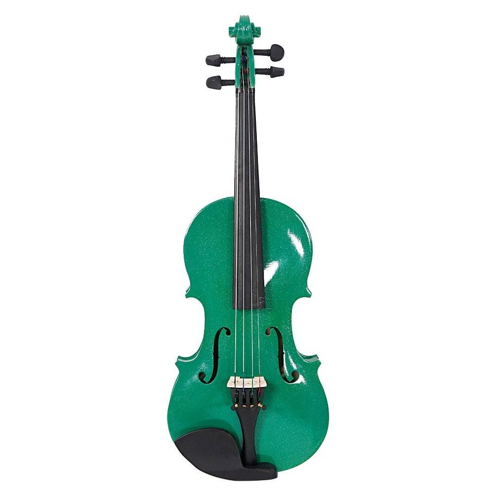 Back. Home Collection - 4/4 Size Student Acoustic Violin Fiddle with Case, Bow, and Rosin - Green - Green.