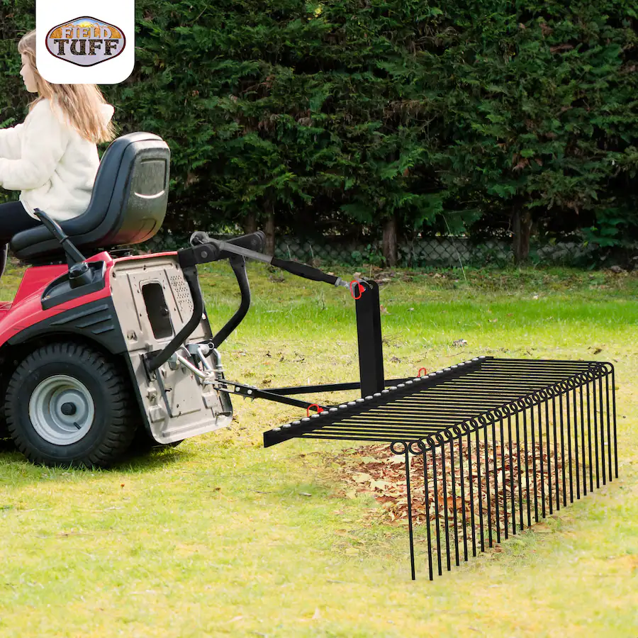 Tuff Field Field Tuff 3 Point 72 Inch Durable Powder Coated Steel Pine Straw Rake ...