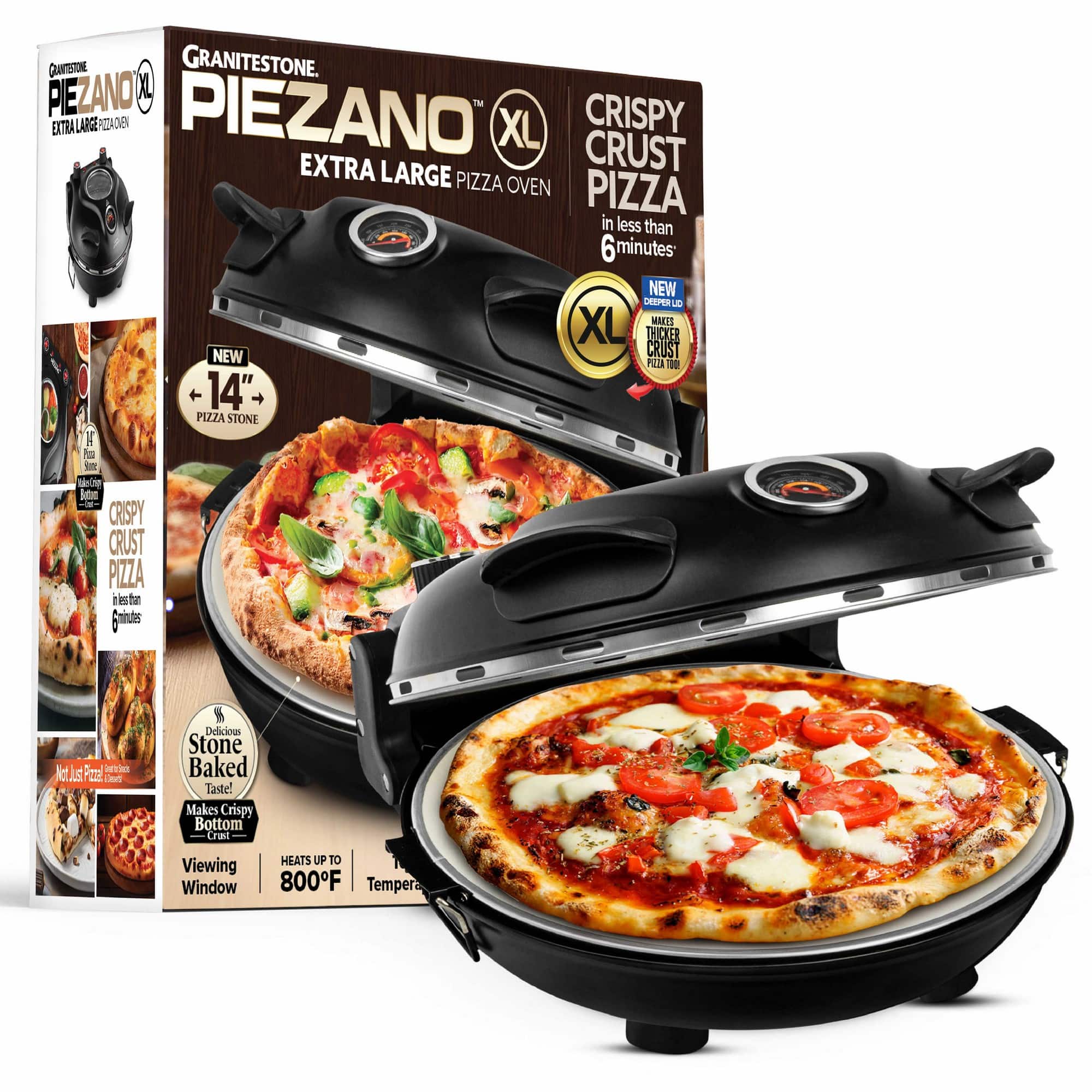 Granitestone - Piezano XL 14” Electric Pizza Oven Indoor Outdoor - Black