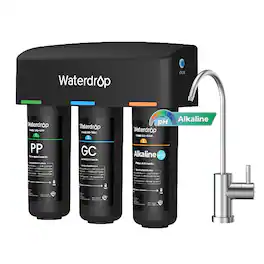 Waterdrop - TSB-ALK 8 Layer Slightly Alkaline Under Sink Water Filter System - Black