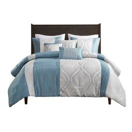 Gracie Mills - 6-PC Londonbury Jacquard Comforter Set with Throw Pillows - Teal/Silver