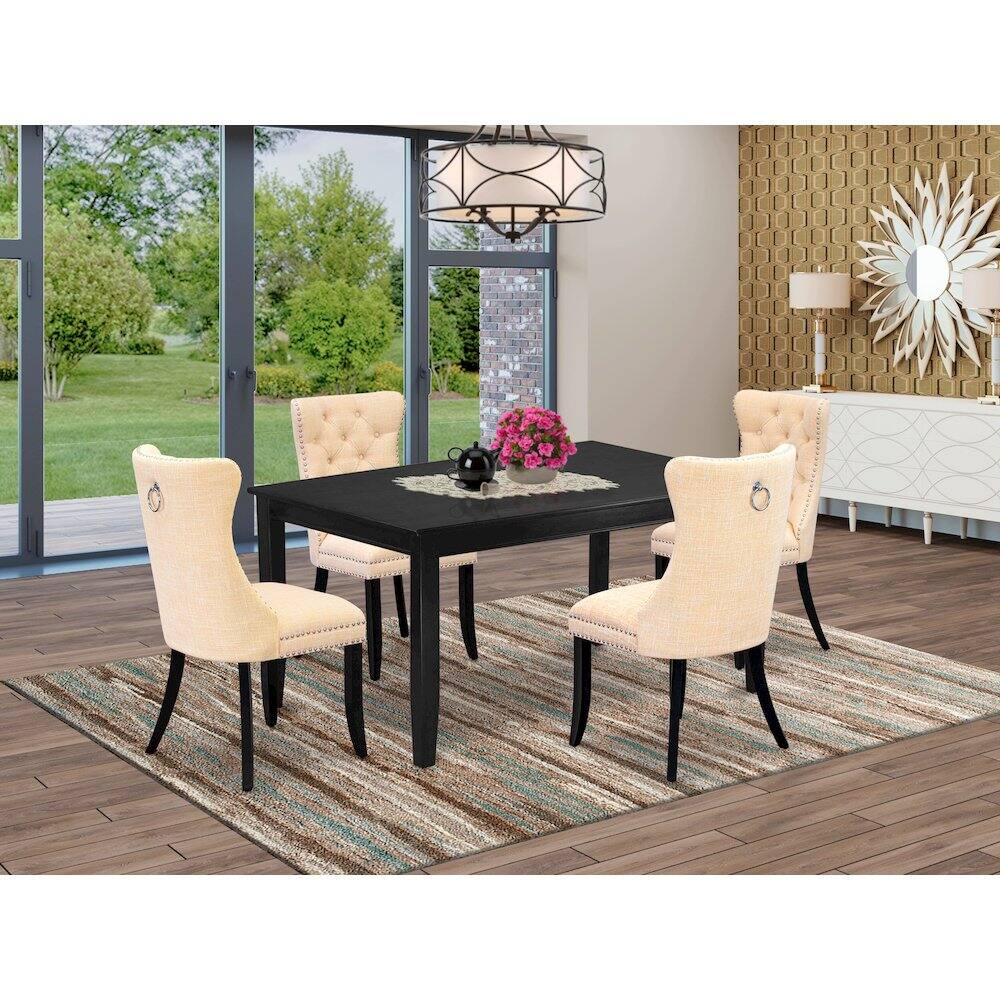 Alt View 7. East West Furniture - 5 Piece Kitchen Table Set Consists of a Rectangle Dining Table - Black.