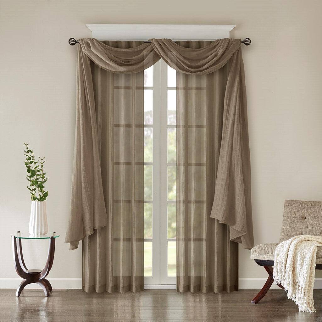 Back. BreeBe - Solid Crushed Curtain Panel Pair(2 Pcs Window Panels) - Taupe.