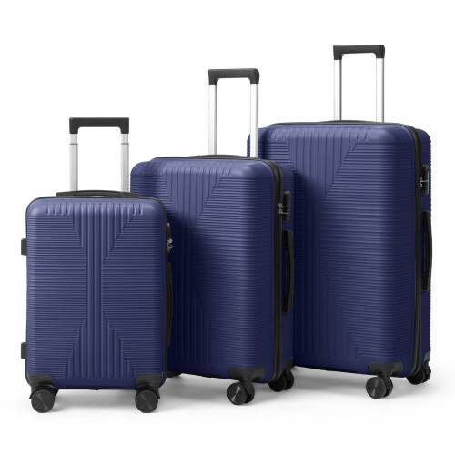 Alt View 7. Winado - 3-in-1 20" 24" 28" Trolley Carry On Luggage Set Spinner Wheels Lightweigh Hardside PP Suitcase Sets with Built-in Lock - Blue.