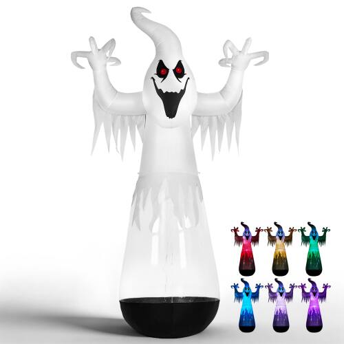 Alt View 1. Winado - 12FT Halloween Inflatable Floating Ghost, Half Body Translucent Ghost with Lights for Outdoor Holiday Party Decoration - White.