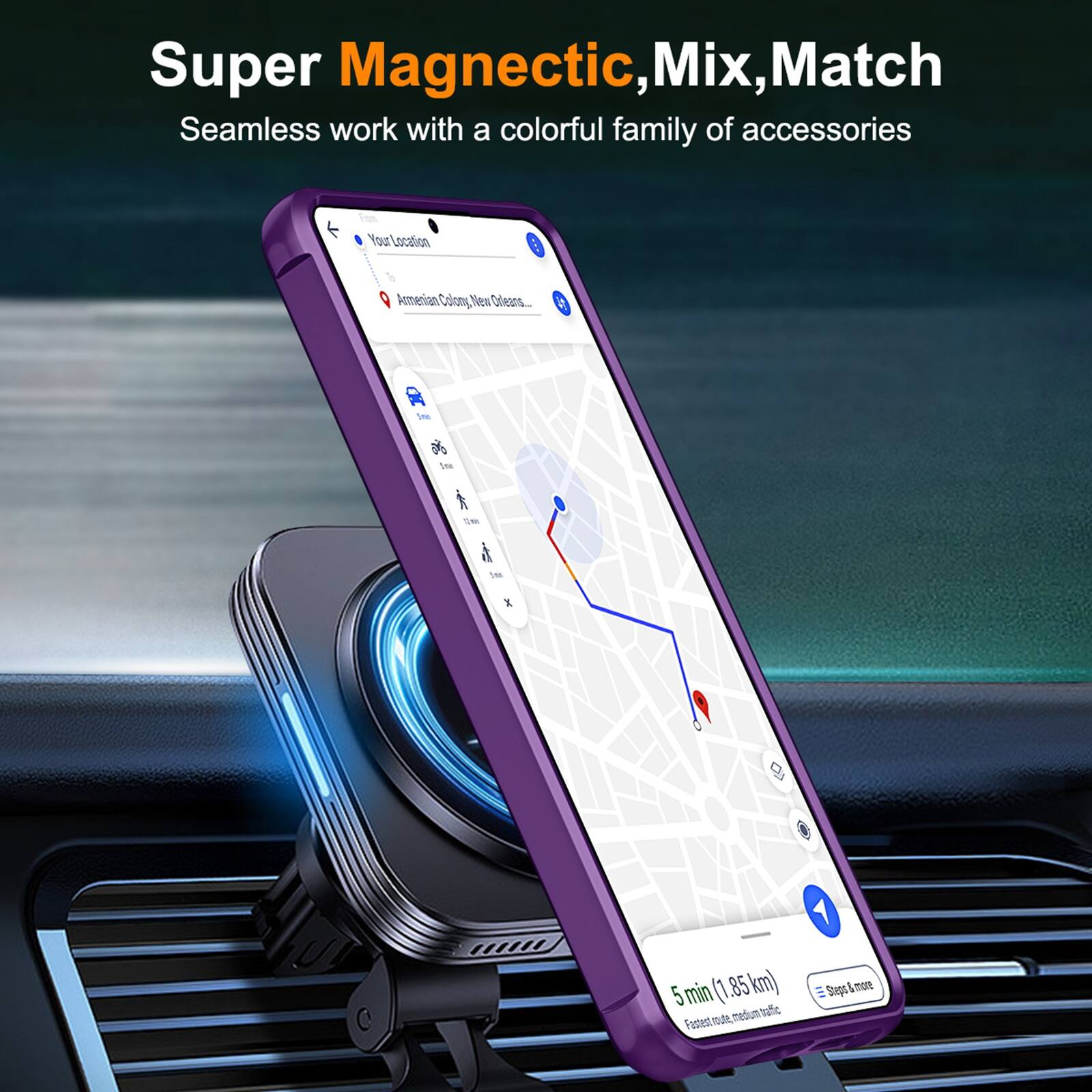 Super Magnetic, Mix, Match  
Seamless work with a colorful family of accessories  

Your Location  
Armenian Colony, New Orleans...  
5 min (1.85 km) medium traffic  
Fastest route, Steps & more