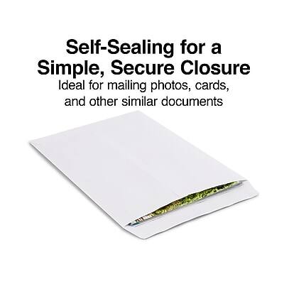 Self-Sealing for a Simple, Secure Closure  
Ideal for mailing photos, cards, and other similar documents