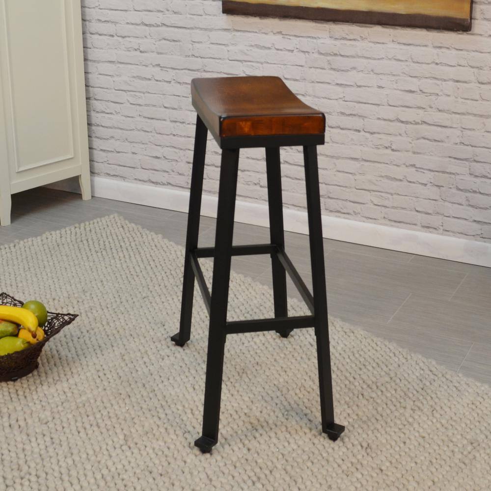 Left. Carolina Chair & Table - Thea 30" Saddle Seat Barstool - Chestnut/Black - Chestnut, Black.