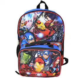 Marvel - Iron Man 16" Shoulder Backpack for School with Rectangular Lunch Bag for Boys - Assorted Pre-Pack