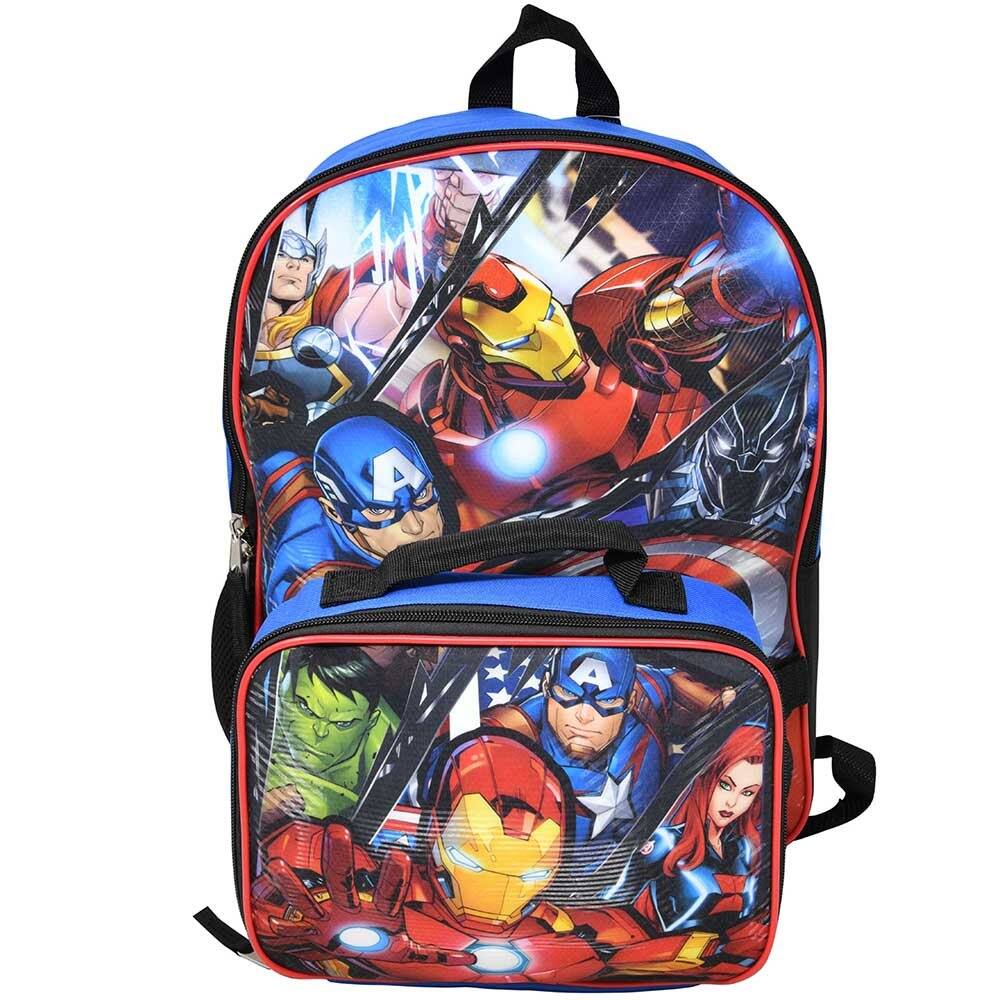 Front. Marvel - Marvel Iron Man 16" Shoulder Backpack for School with Rectangular Lunch Bag for Boys - Assorted Pre-Pack.