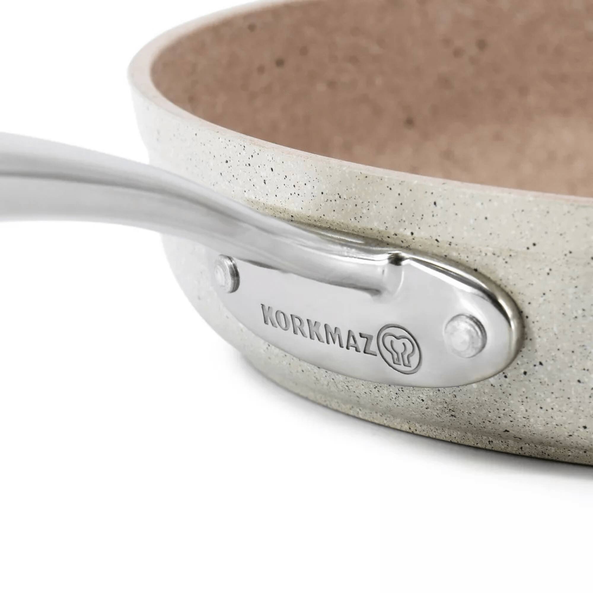 Alt View 2. Korkmaz - Granita 9.5-Inch Non-Stick Aluminum Fry Pan and Tava - Beige.