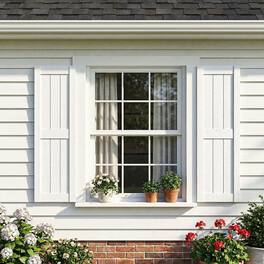 Kadyn - Vertical Grain Faux Shutters, Weather-Resistant Elegance, for Enhanced Curb Appeal, 14"x31" - White