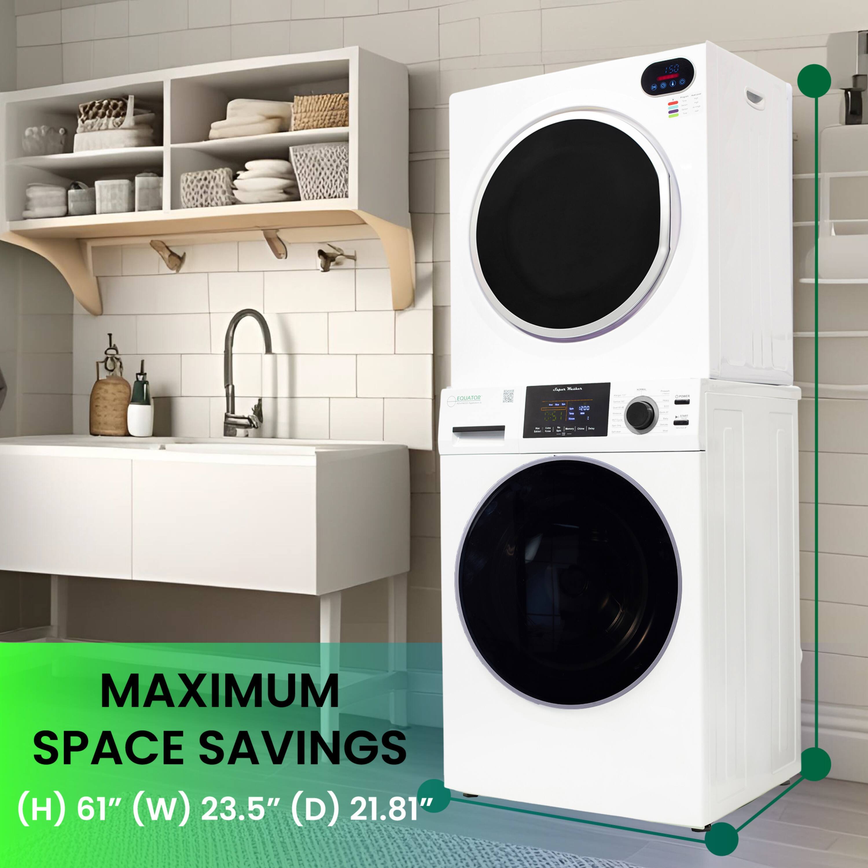 MAXIMUM SPACE SAVINGS  
(H) 61" (W) 23.5" (D) 21.81"