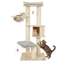 Gymax - Cat Tree Multi-level Cat Climbing Tower w/Top Perch & Condo Space Capsule Grey - Gray