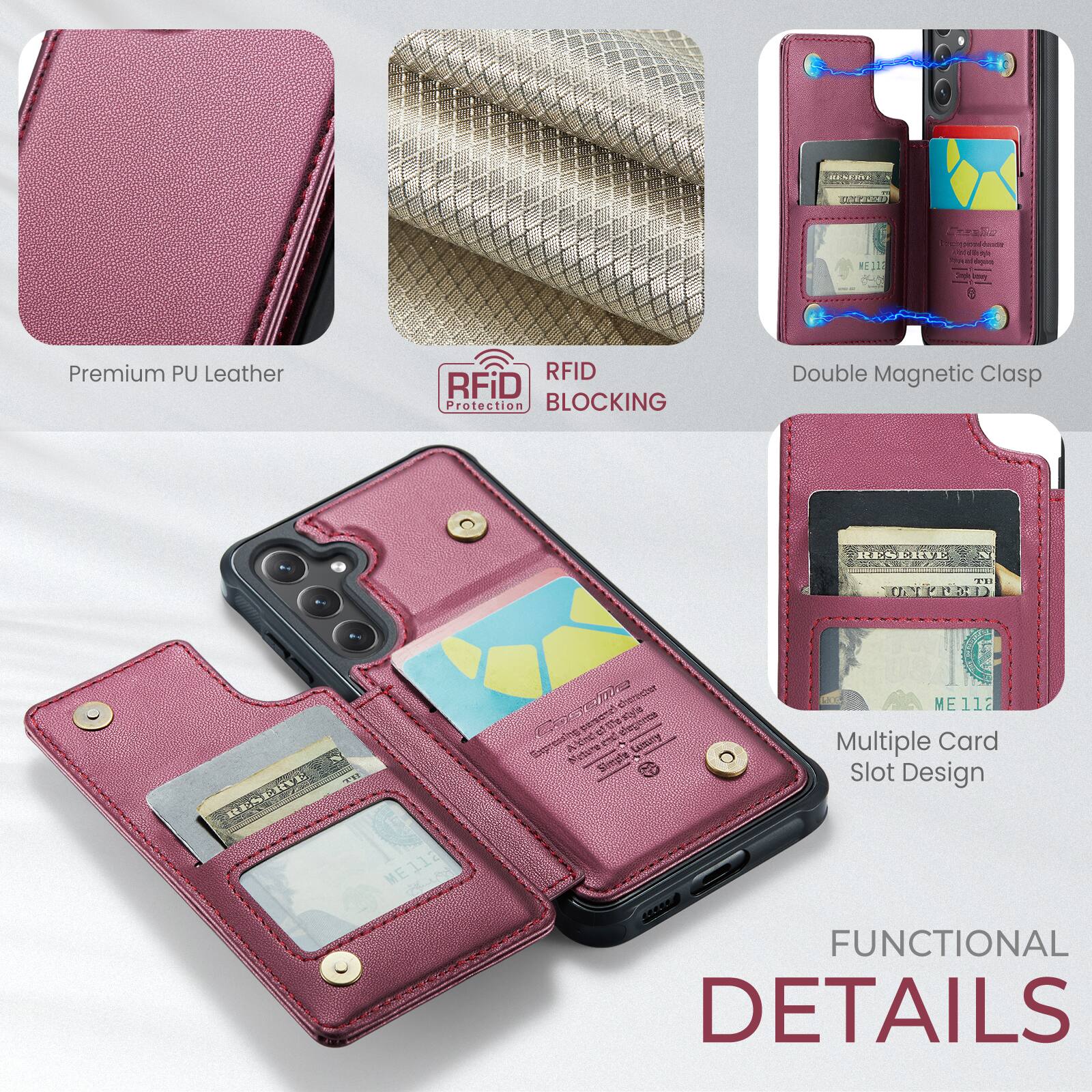 CATER WE

Premium PU Leather
RFID Protection BLOCKING
Double Magnetic Clasp
RESERVE S
TH UNITED
H.J. RESERVE ME112
asame charecter MElla Luxtry Multiple Card Slot Design FUNCTIONAL DETAILS
