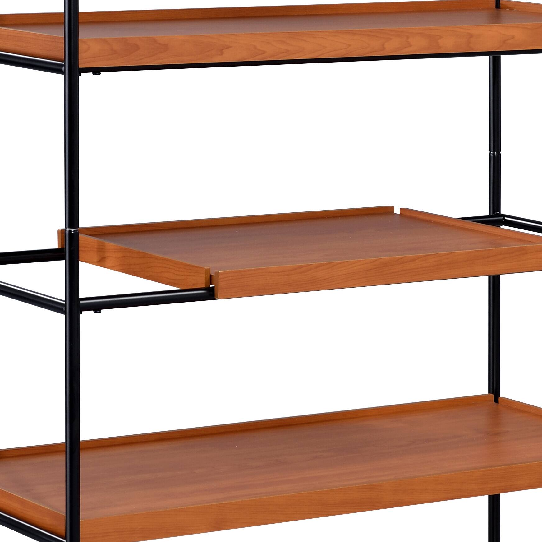 Alt View 2. TinyHomie - Oaken Honey Oak and Black Finish Bookshelf - Brown Oak.