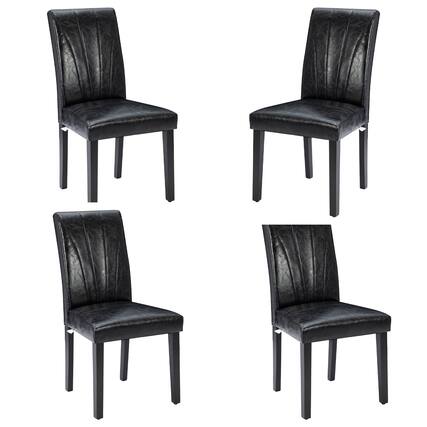 Front. Vecelo - Modern Dining Chairs Set of 4 - High Back PU Leather, Ergonomic Support, 260lb Capacity, Solid Wood Legs - Black.