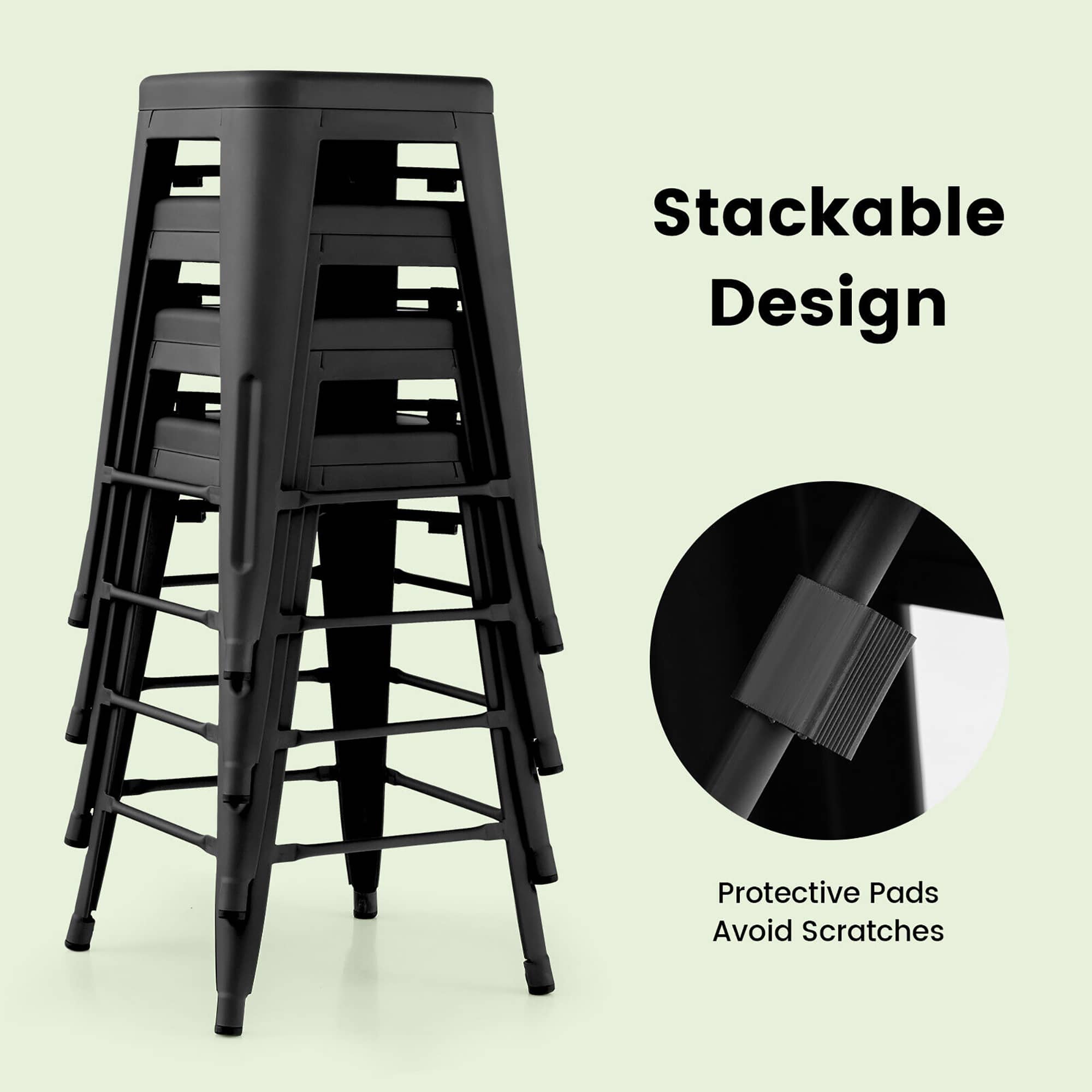 stacking MESH high stool ブラック Gymax 24'' Set of 4 Barstool Counter Height Metal Bar Stool