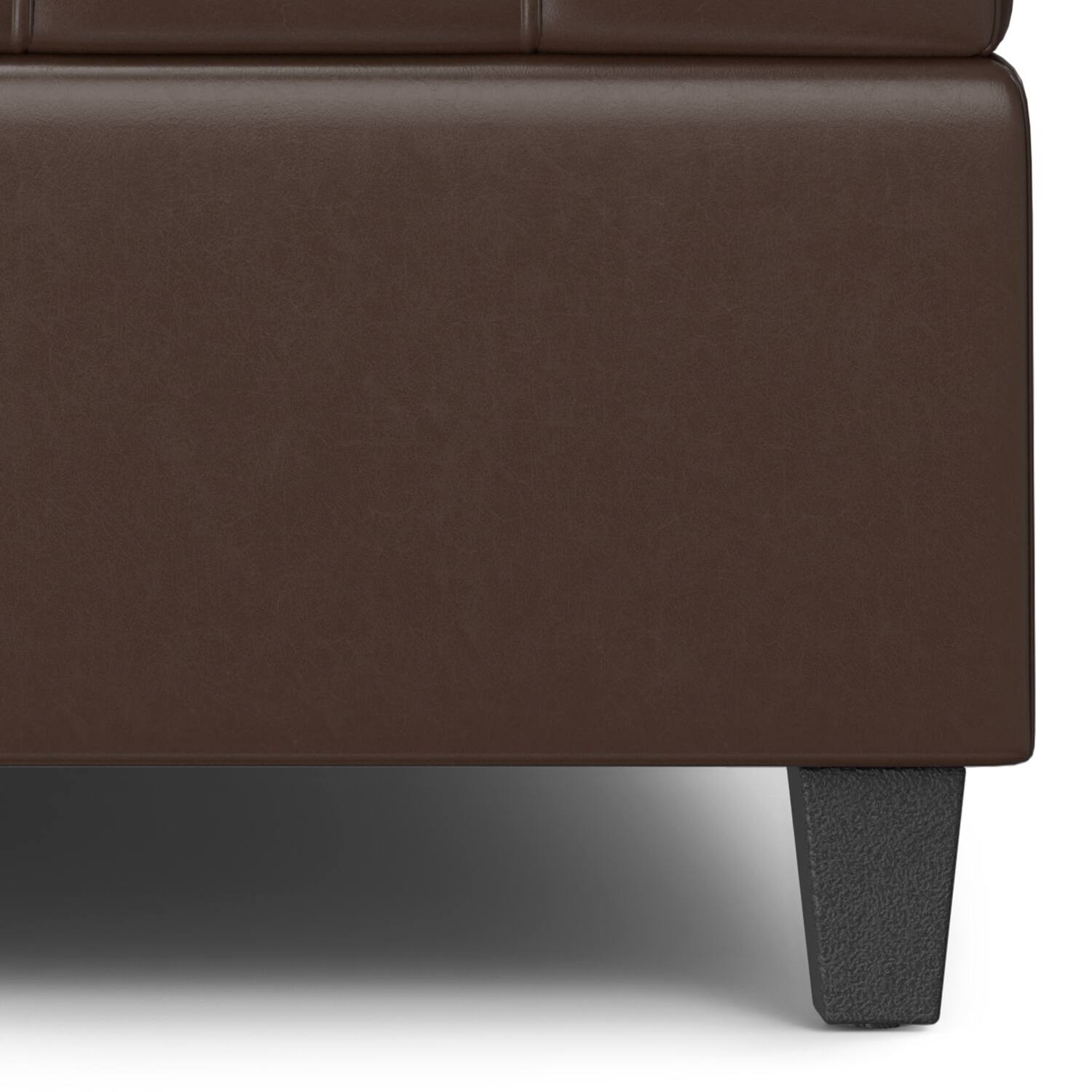 Alt View 7. Simpli Home - Harrison 40 inch Wide Large Square Coffee Table Storage Ottoman in Chocolate Brown Vegan Leather - Chocolate Brown.