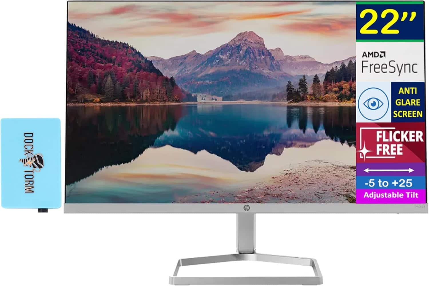 HP - 22" FHD IPS Monitor, Anti-Glare, 300 nits Brightness, Flicker Free, AMD FreeSync, HDMI & DKZ Hub, Color - Black/Silver