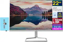 HP - 22" FHD IPS Monitor, Anti-Glare, 300 nits Brightness, Flicker Free, AMD FreeSync, HDMI & DKZ Hub, Color - Black/Silver