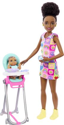 Mattel - Barbie Skipper Babysitters Inc Dolll & Mealtime Playset, African American - COLLECTIBLES - Multicolor