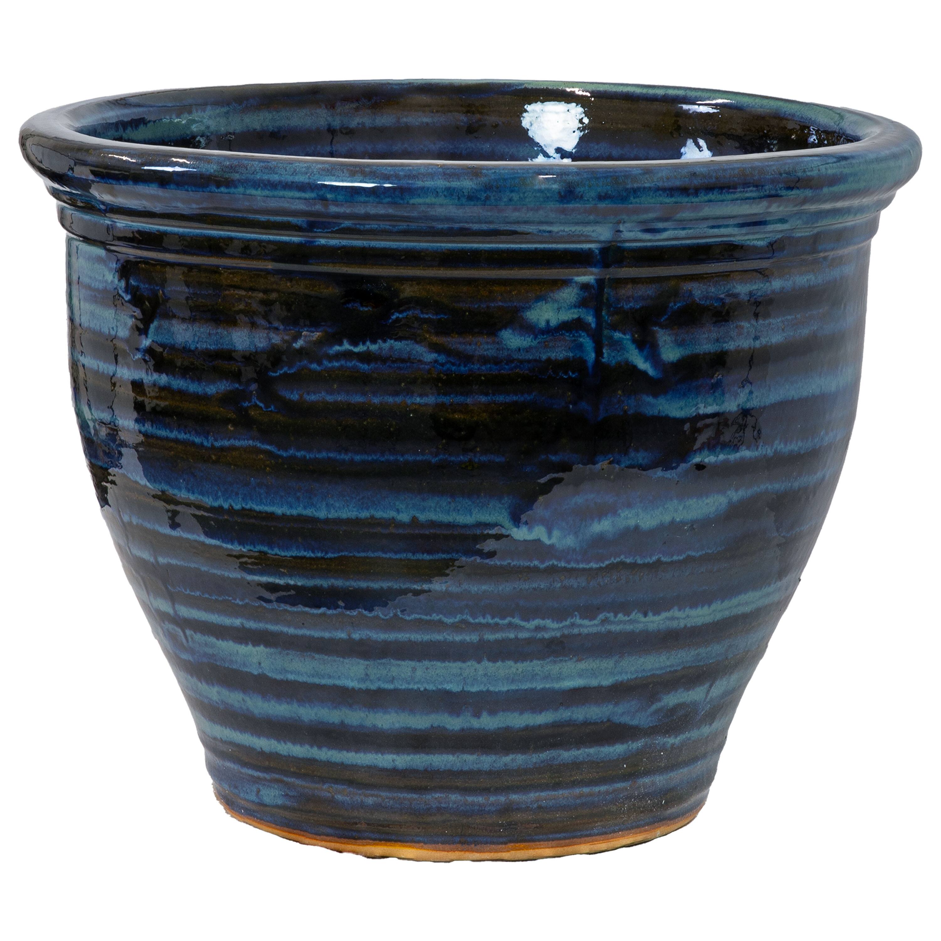Alt View 10. Sunnydaze - 18.5 in Studio High-Fired Glazed Ceramic Planter - Galaxy Blue.
