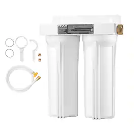 VEVOR - RV Water Filtration System, 2-Cartridge Water Filter System for Campers, Remove Sediments, Chlorine, Bad Tastes, Odors - White
