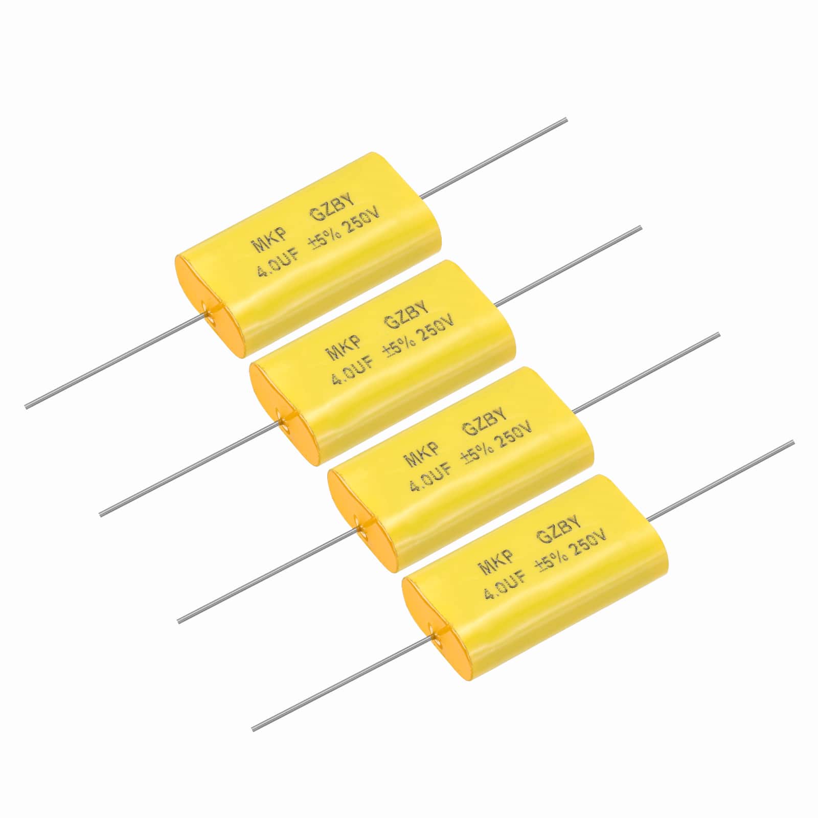 Unique Bargains - 4pcs 4uF Frequency Divider Capacitor, 250V Audio Speaker Crossover Non-Polarity Polypropylene MKP Film Capacitor - Yellow price history on PriceWatchPro