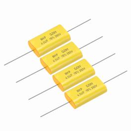 Unique Bargains - 4pcs 4uF Frequency Divider Capacitor, 250V Audio Speaker Crossover Non-Polarity Polypropylene MKP Film Capacitor - Yellow