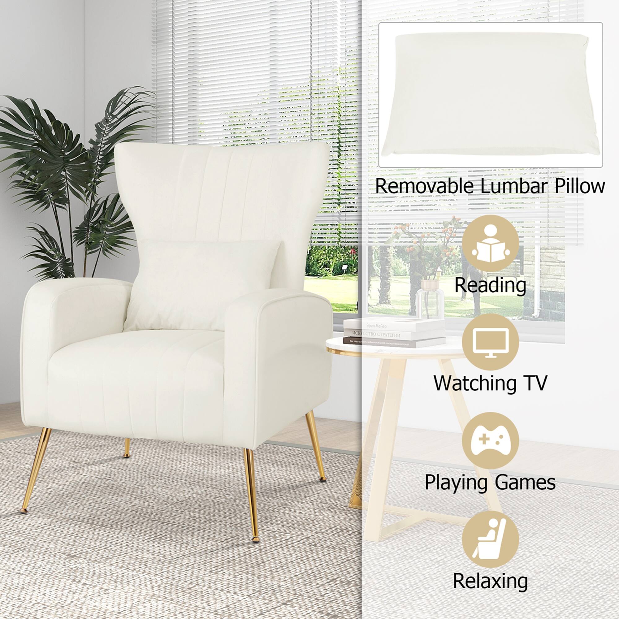 Removable Lumbar Pillow Reading - Serve HO0 CCIN TEAZIZR Watching TV + Playing Games Relaxing