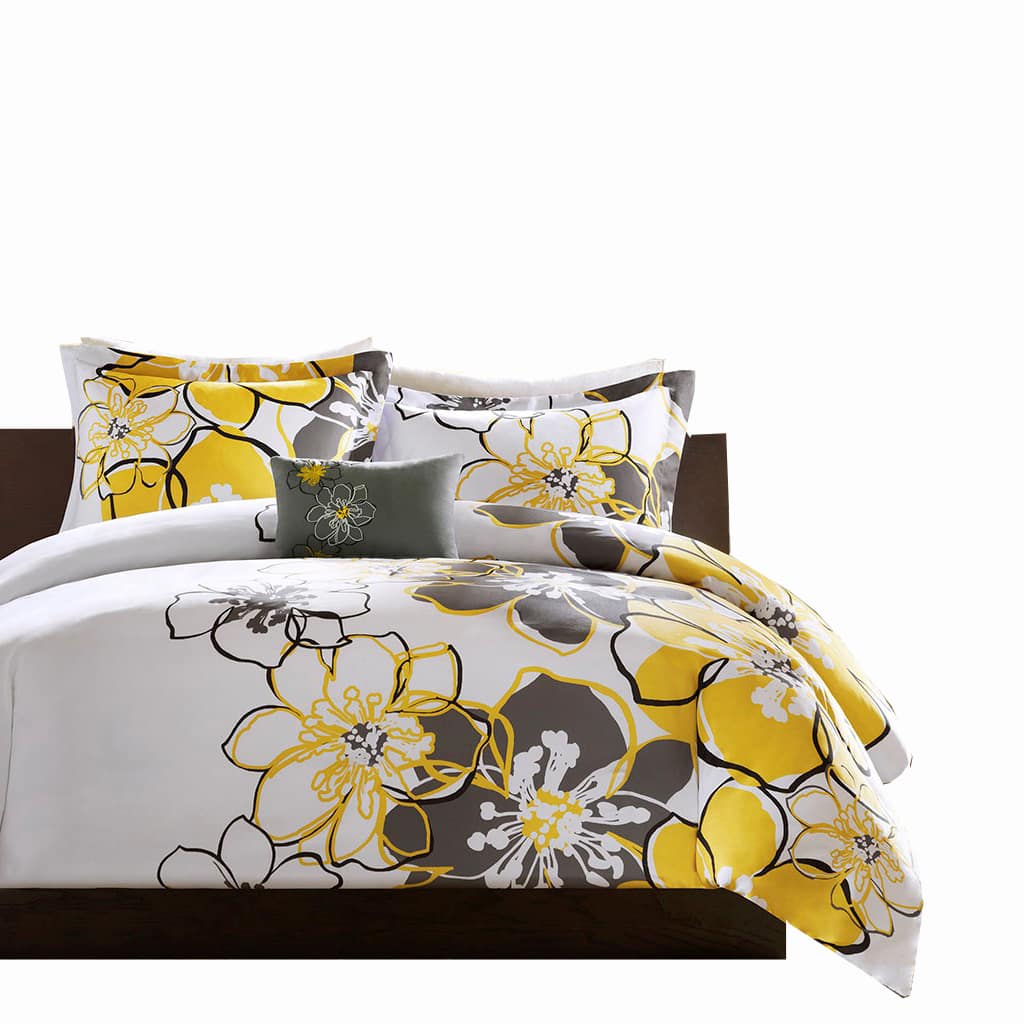 Gracie Mills - Laszlo Floral Duvet Cover Set - Yellow - Thumbnail 2