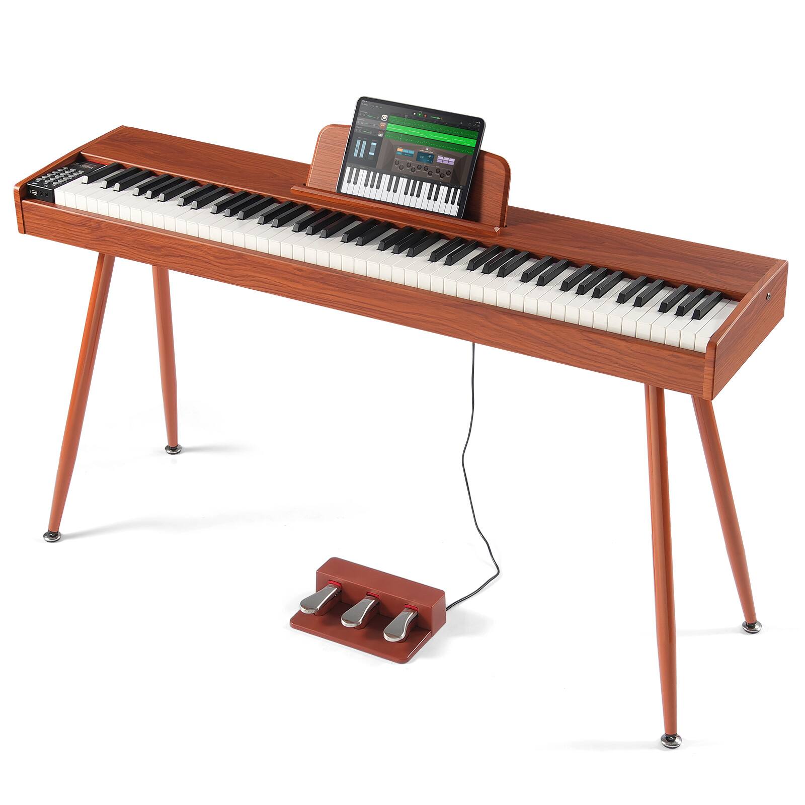 VEVOR - Weighted Digital Piano, 88 Key Fully Weighted Keys, Electric Piano Dual Keyboard & Speakers Four Legged Piano Stand - Beige