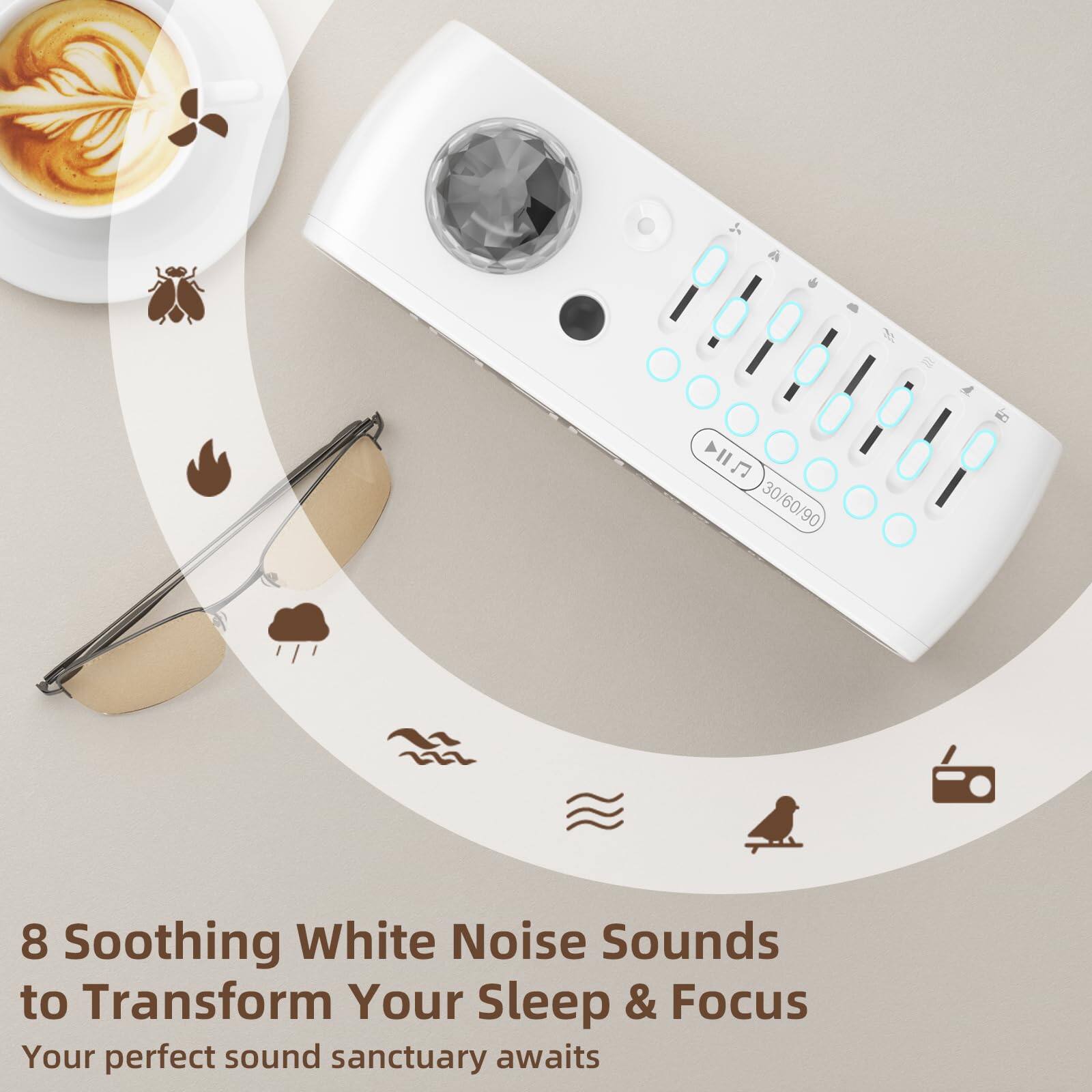 Dazzed Corner Alarm Clock, Projector Galaxy Light, Bluetooth