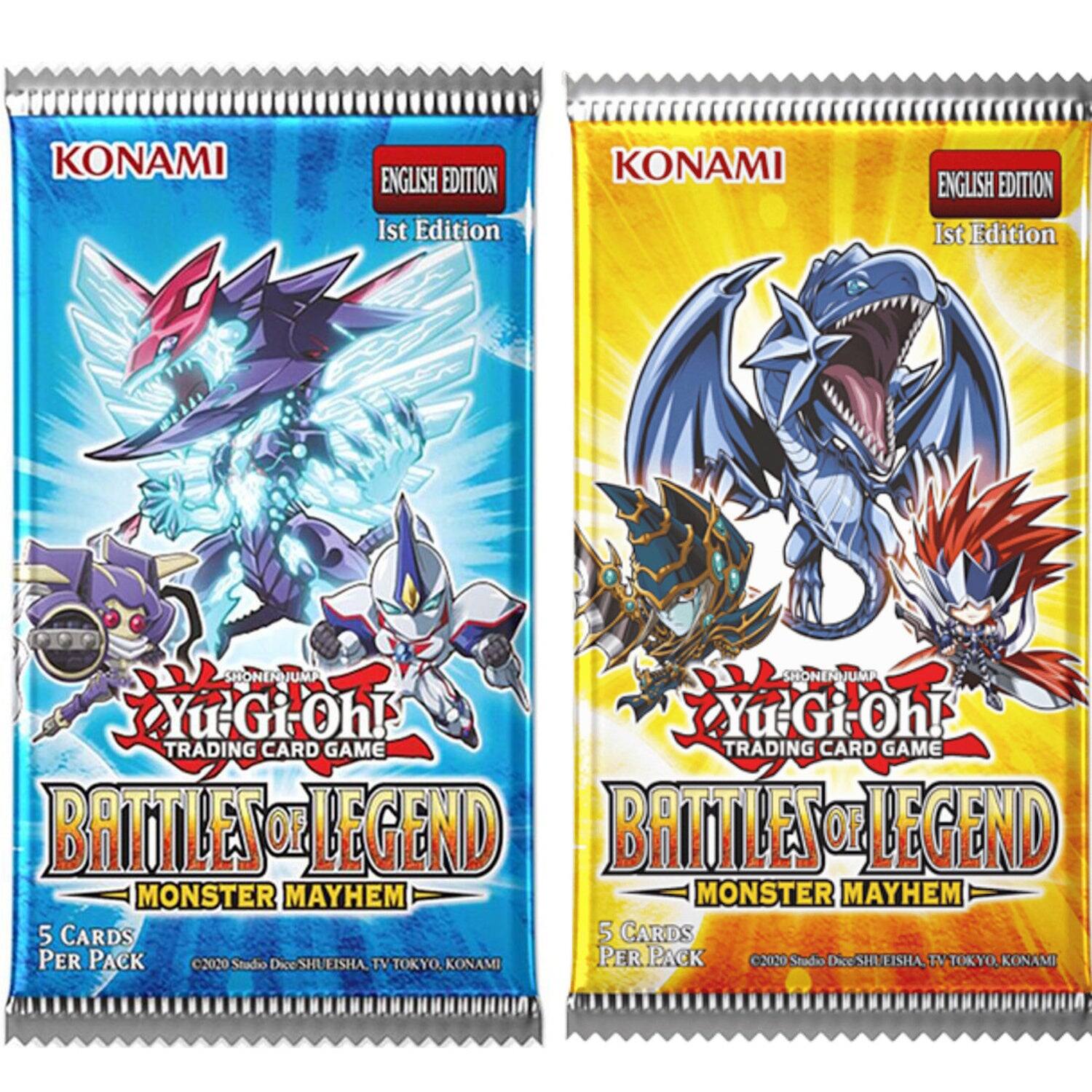 KONAMI ENGLISH EDITION 1st Edition  
SHONENJUMP SHONENJUMP  
Yu-Gi-Oh! TRADING CARD GAME  
BATTLES OF LEGEND  
MONSTER MAYHEM  
5 CARDS PER PACK  
©2020 Studio Dice SHUEISHA, TV TOKYO, KONAMI