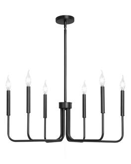 VEVOR - 6-Light Chandelier, Farmhouse Chandelier, Adjustable Height, Dining Room Hanging Light Fixture for Ceilings - Black