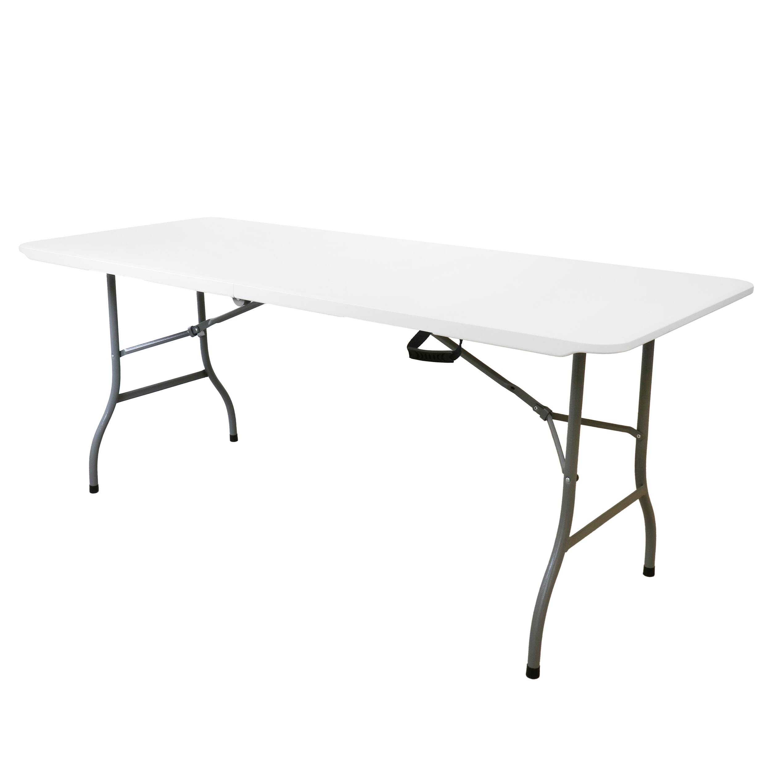 Front. Elama - Elama 8 Foot Plastic Folding Table in White - White.