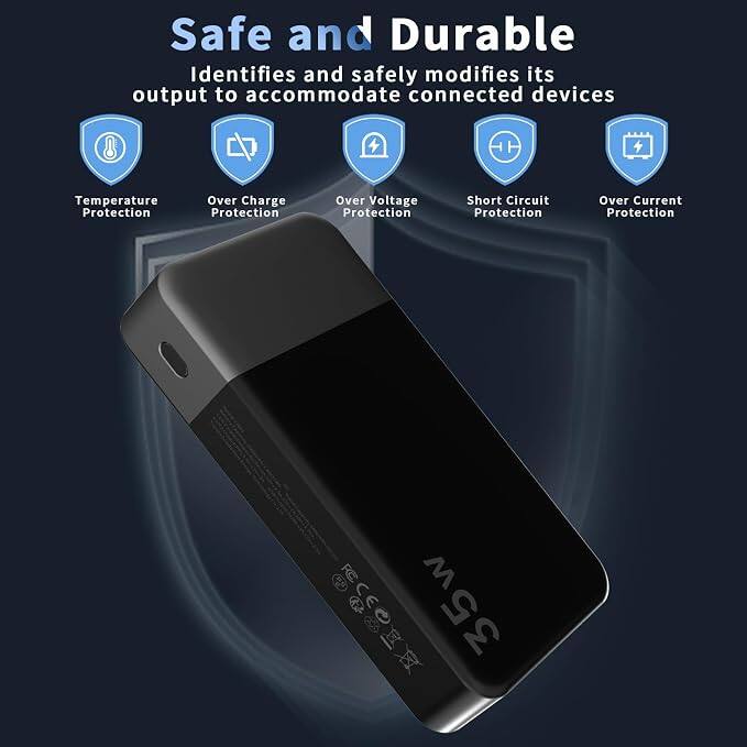 Safe and Durable  
Identifies and safely modifies its output to accommodate connected devices

- Temperature Protection
- Over Charge Protection
- Over Voltage Protection
- Short Circuit Protection
- Over Current Protection

200 35w