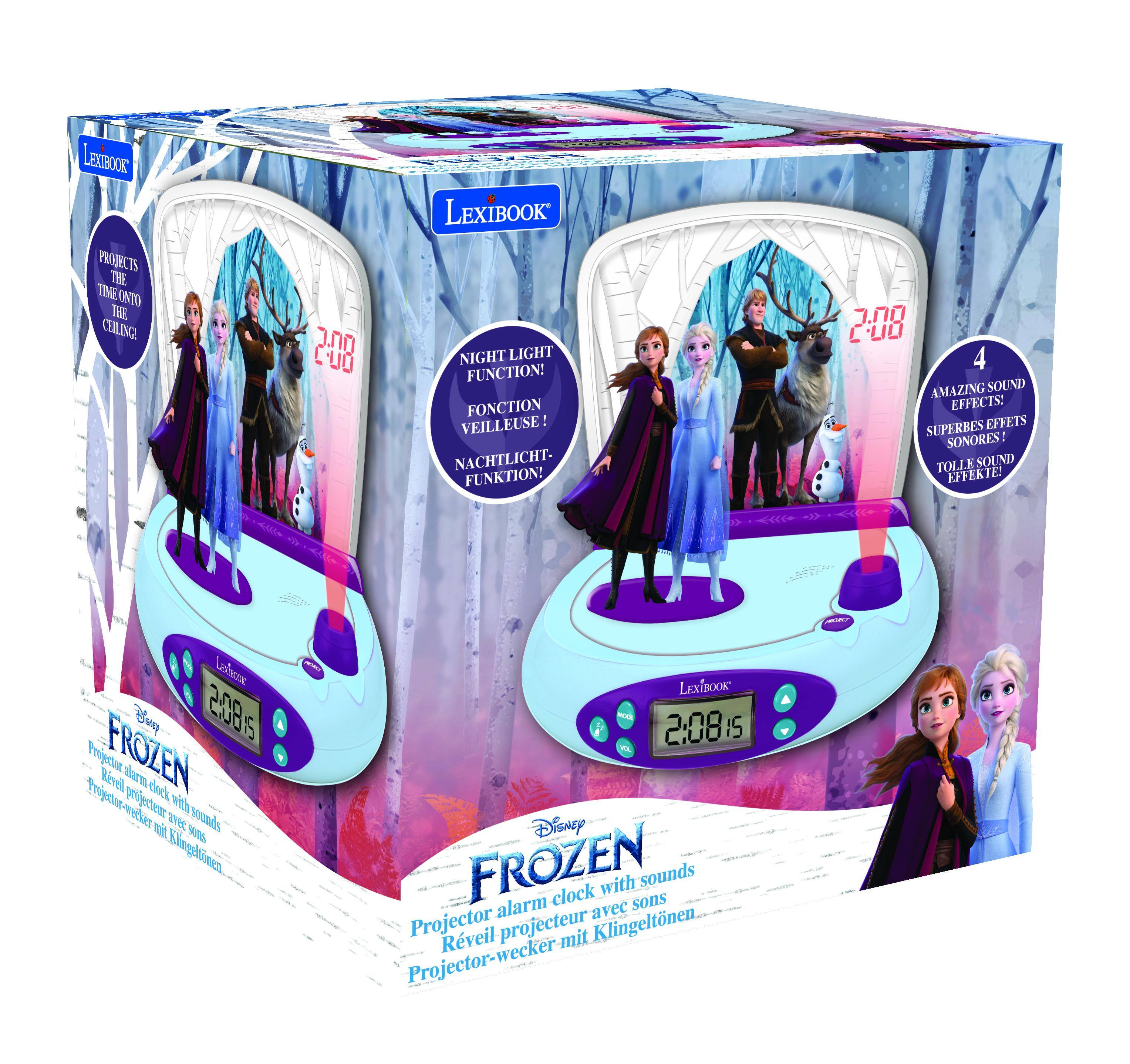 200 PRODUCTS THE TIME ONTO THE. CELIG 2:08 LEXIBOOK NIGHT LIGHT FUNCTION! FONCTION VEILLEUSE! NACHTLICHT-FUNKTION! 4 AMAZING SOUND EFFECTS SUPERBES EFFETS SONORES! TOLLE SOUND-EFFEKT! Disney FROZEN alarm clock with sounds avec Projector Rveil projecteur mit Klingeltonen Projector-wecker wecker