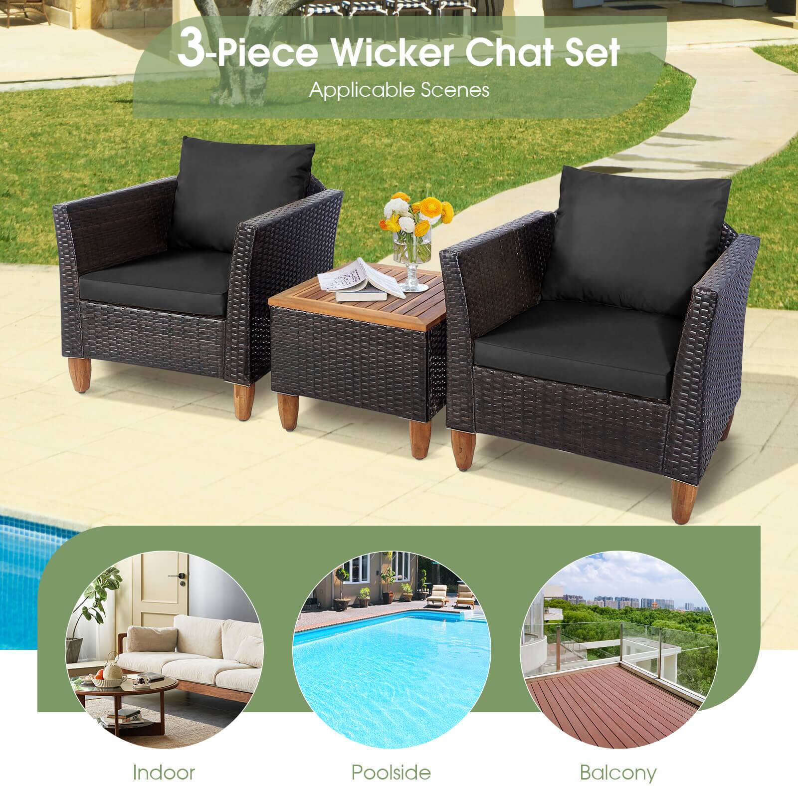 3-Piece Wicker Chat Set  
Applicable Scenes  

Indoor  
Poolside  
Balcony