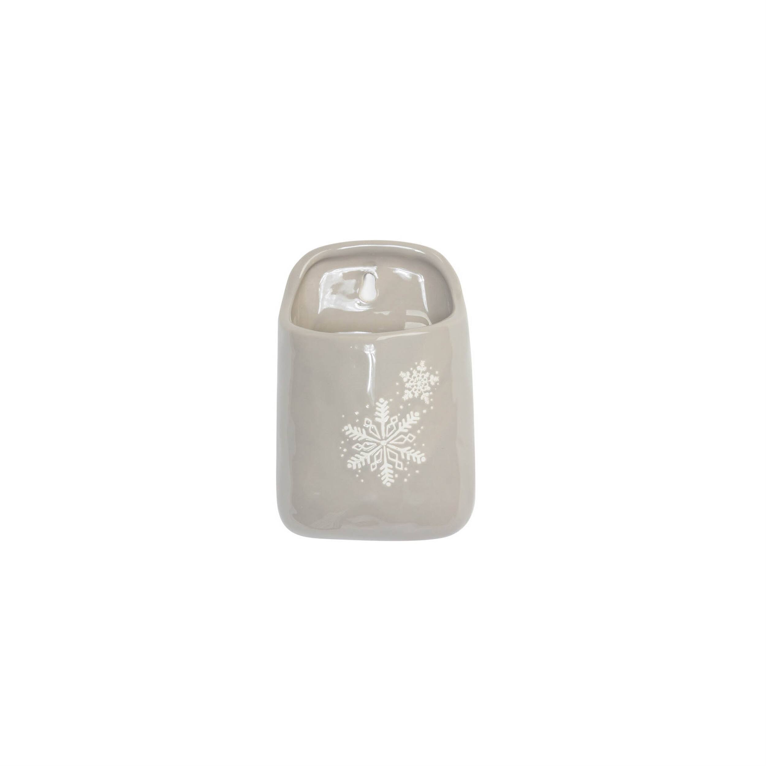 Left. BreeBe - Stoneware Wall Pocket with Snowflake Design (Set of 2) - Grey, White.