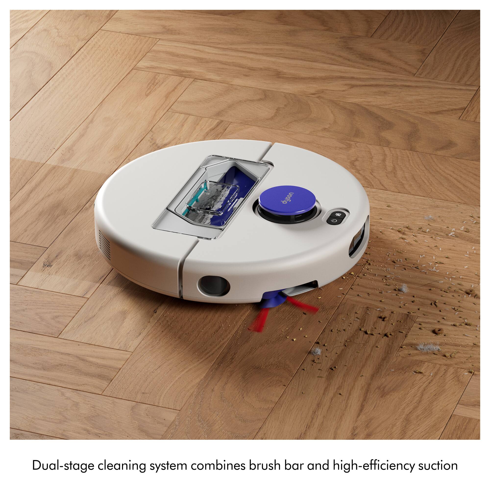 Dual-stage cleaning system combines brush bar and high-efficiency suction