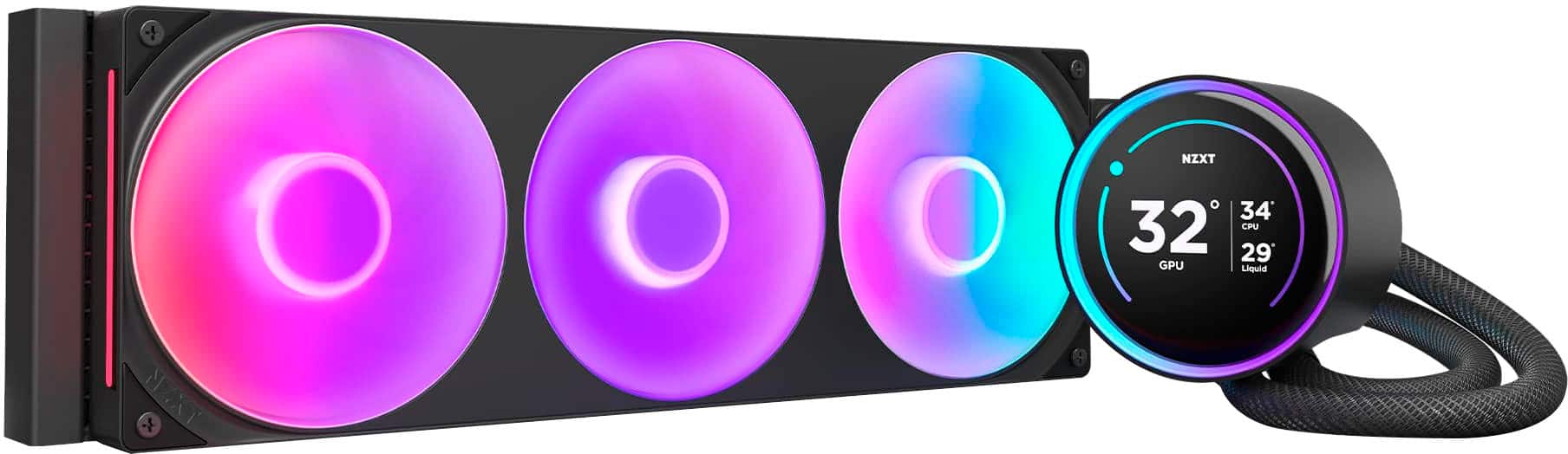 NZXT - Kraken Elite RGB 360mm 2024 Radiator (1x Single-Frame RGB Core Fan) Liquid Cooler with 2.72" 60FPS Display - Black - Front_Zoom