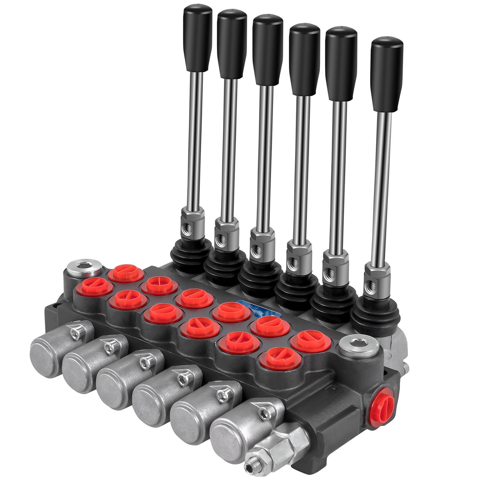 Alt View 5. VEVOR - Hydraulic Directional Control Valve, 6 Spool Hydraulic Spool Valve, 11 GPM Hydraulic Loader Valve, 3600 PSI Directional - Black.