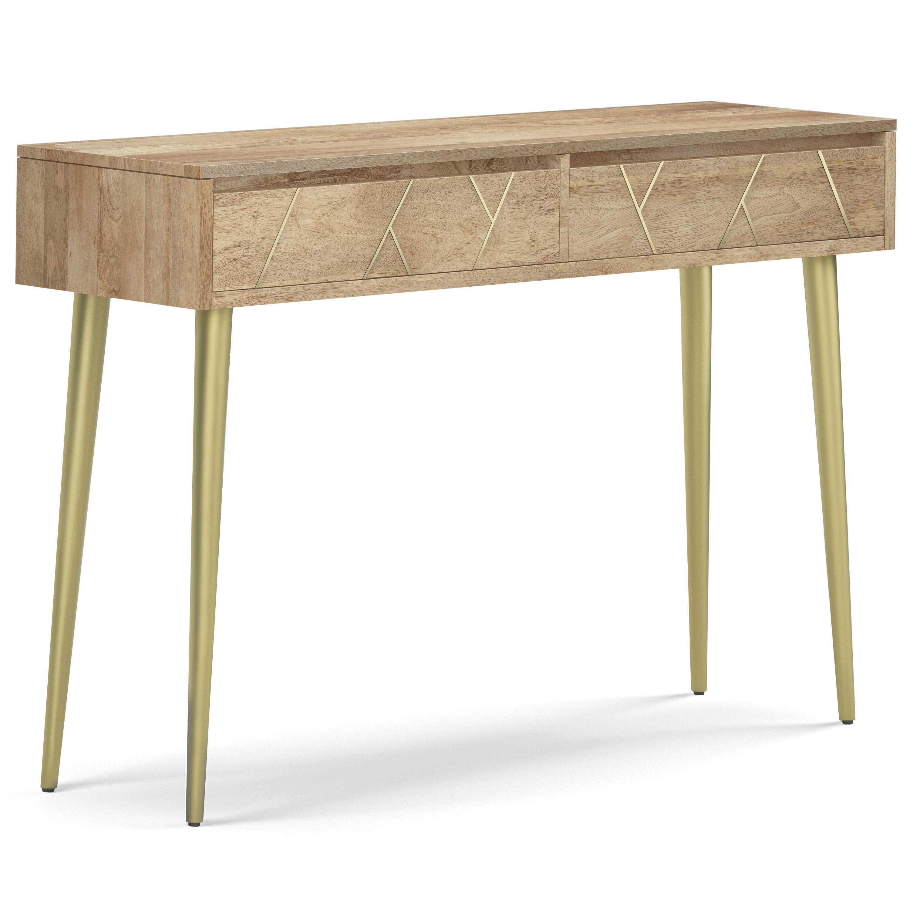 Front. Simpli Home - Jager SOLID MANGO WOOD and Metal 48 inch Wide Mid Century - Contemporary Console Table in Natural - Natural.