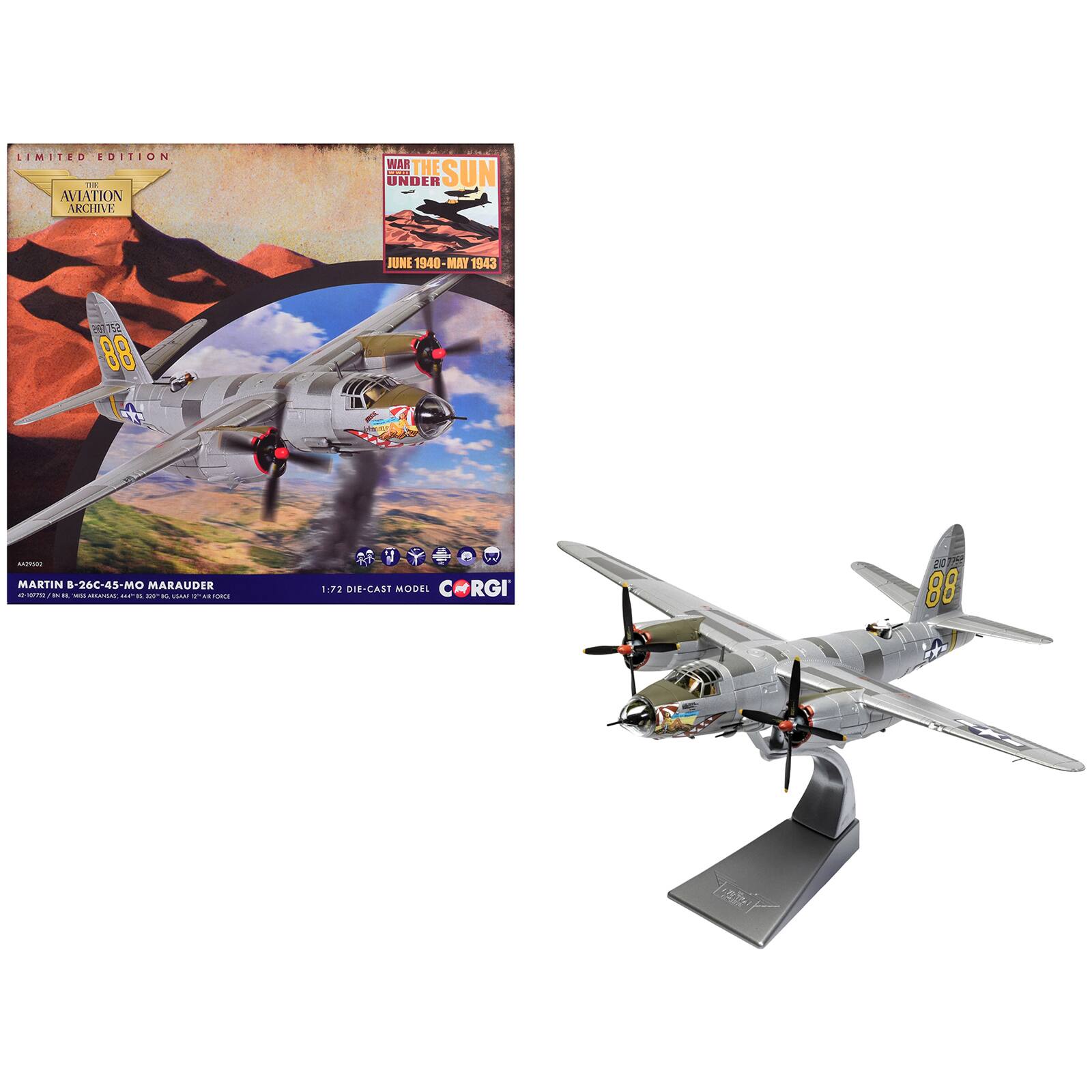 "Martin B-26C-45-MO Marauder Aircraft ""Miss Arkansas"" (1944) United States Army Air Forces 1/72 Diecast Model by Corgi" price history on PriceWatchPro